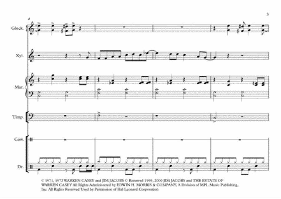 Greased Lightnin' Percussion Ensemble scores gallery preview page 3