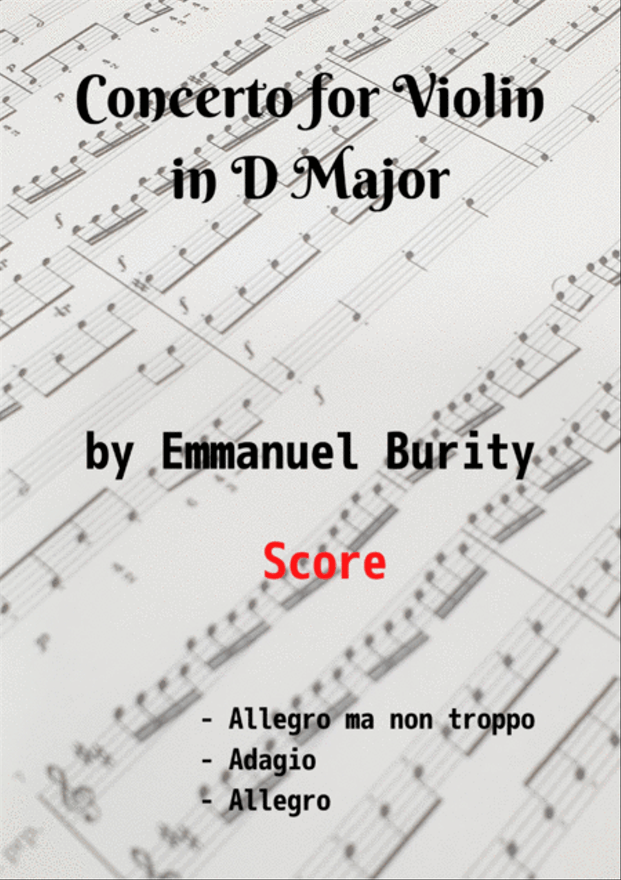 Concerto for Violin in D Major by Emmanuel Burity (1969- ) String Orchestra scores gallery preview page 1