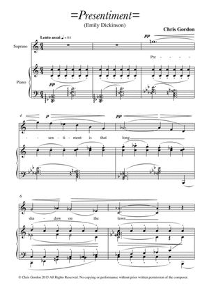 Presentiment: A Song for Soprano voice and Piano