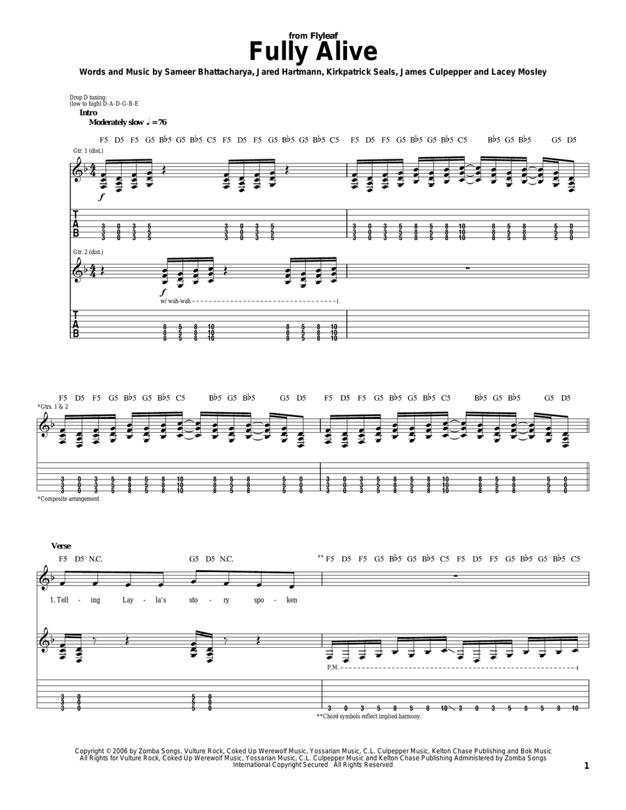Fully Alive Acoustic Guitar scores gallery preview page 1