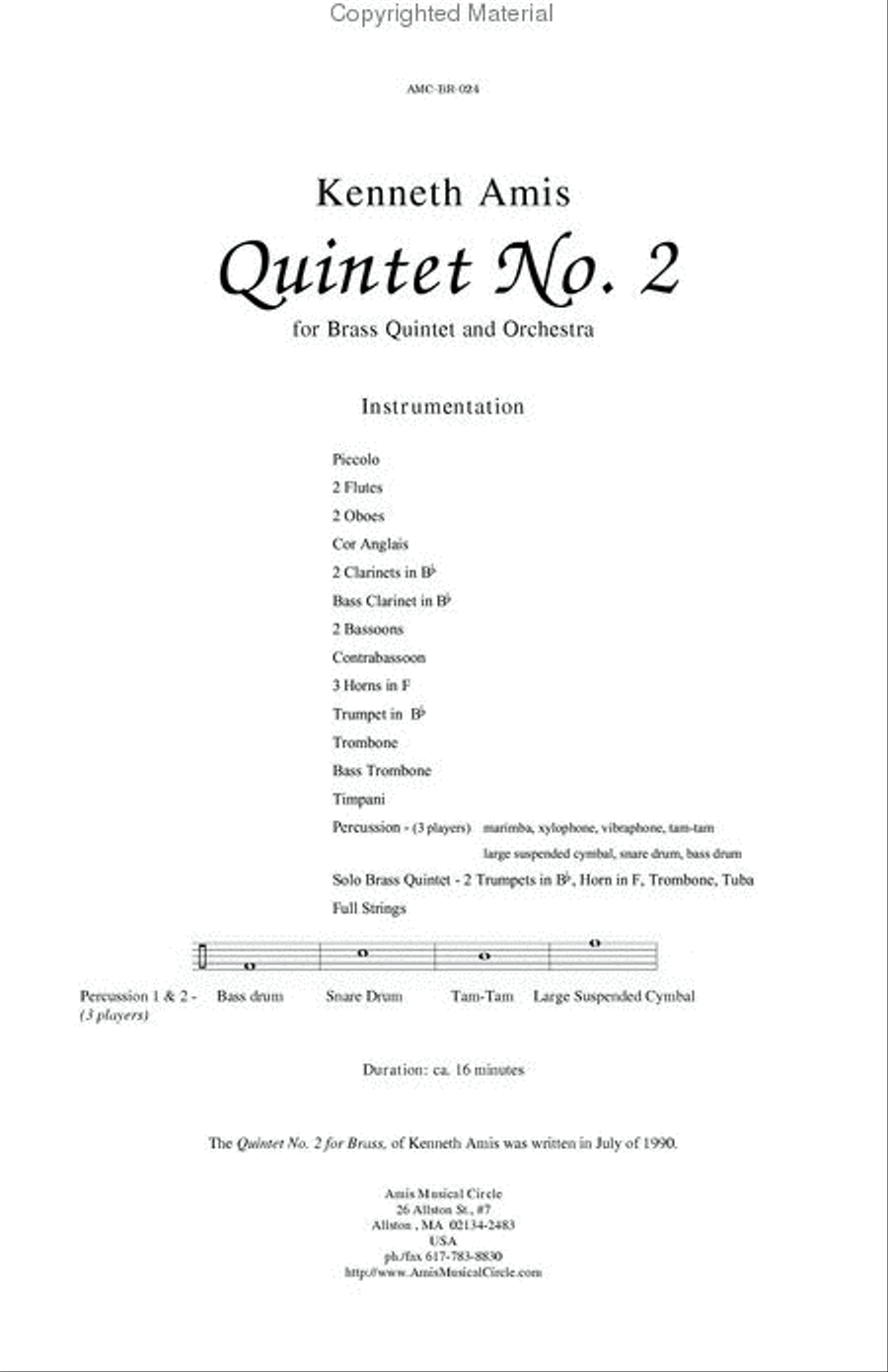 Quintet No. 2 for Brass with Orchestra Brass Quintet scores gallery preview page 2