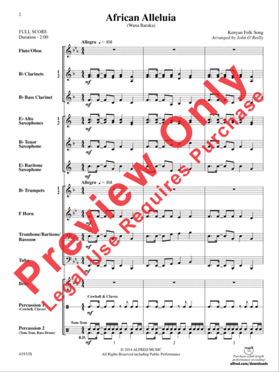 African Alleluia Concert Band scores gallery preview page 3