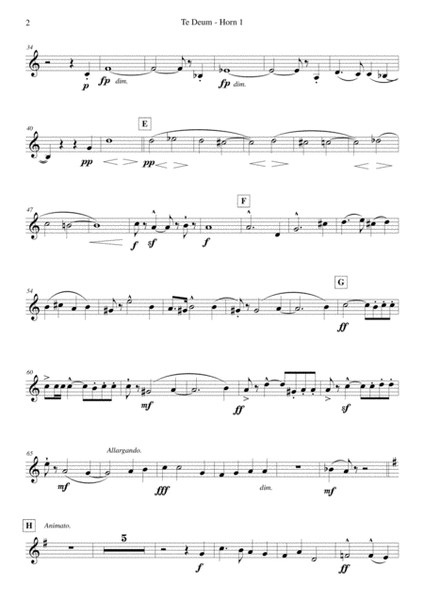 Elgar - Te Deum - Reduced Orchestration - Horn 1