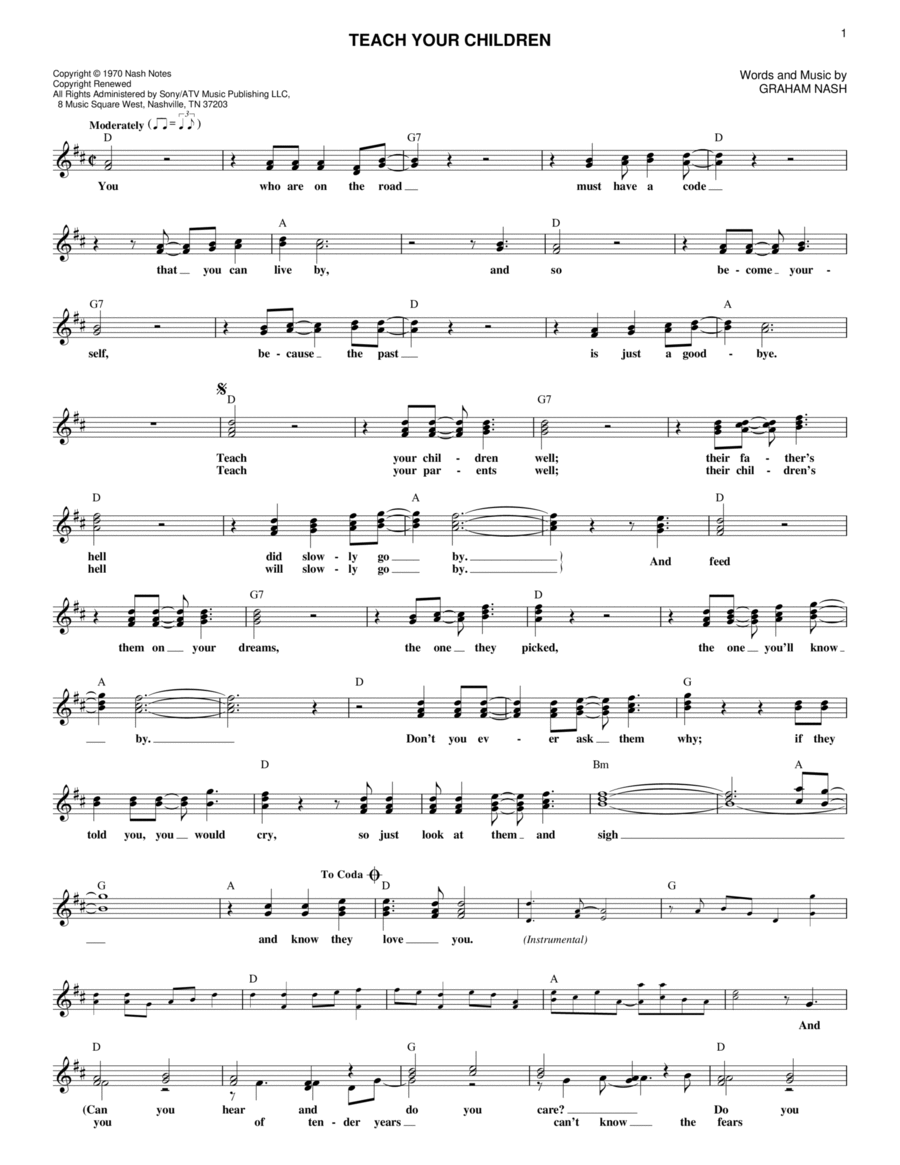 Teach Your Children Piano scores gallery preview page 1