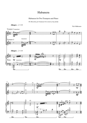 Habanera for Two Trumpets and Piano
