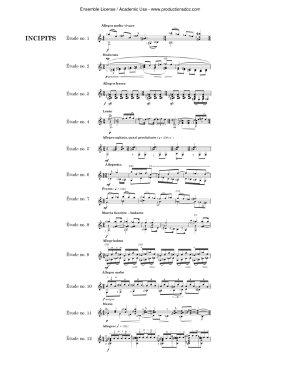 12 Études Classical Guitar scores gallery preview page 3