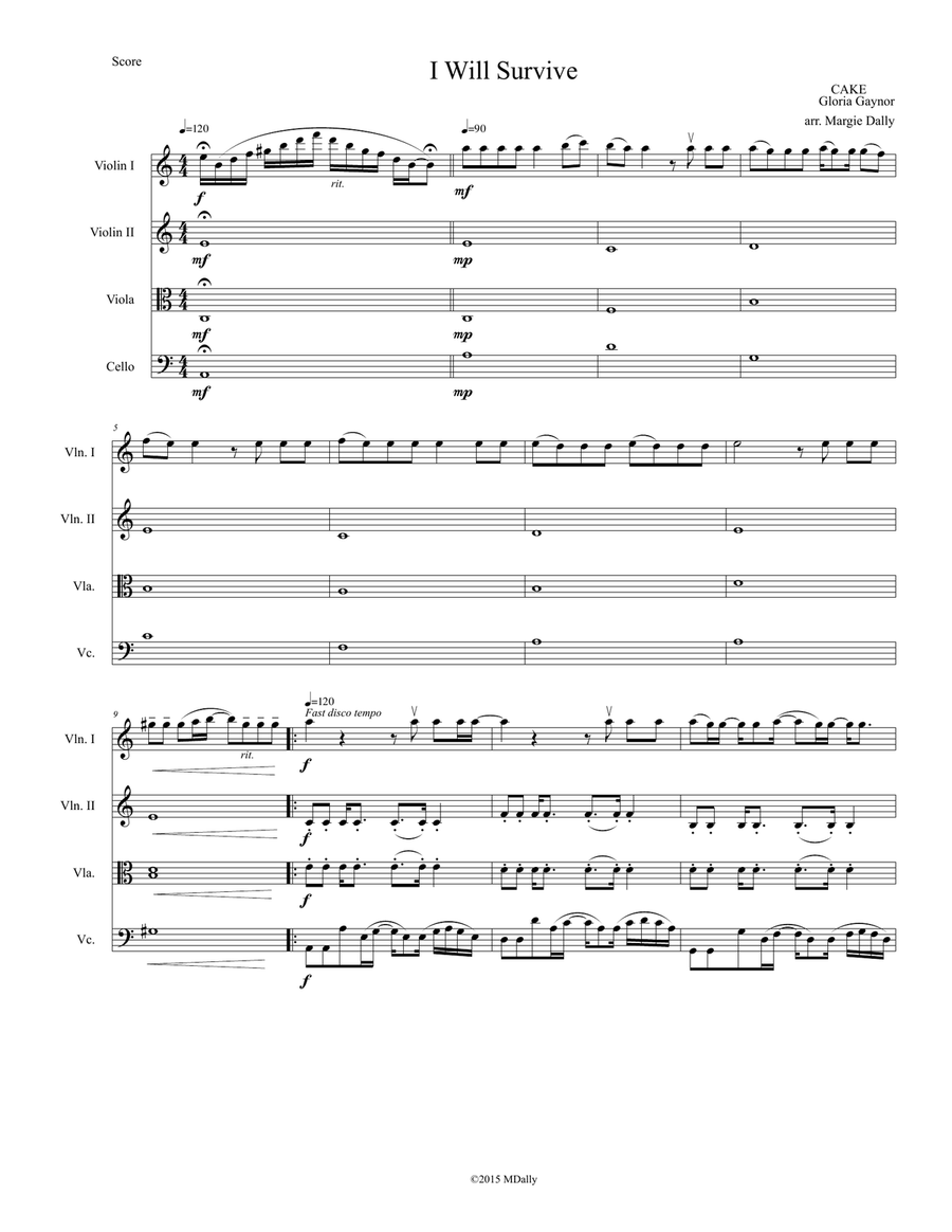 I Will Survive String Quartet scores gallery preview page 1