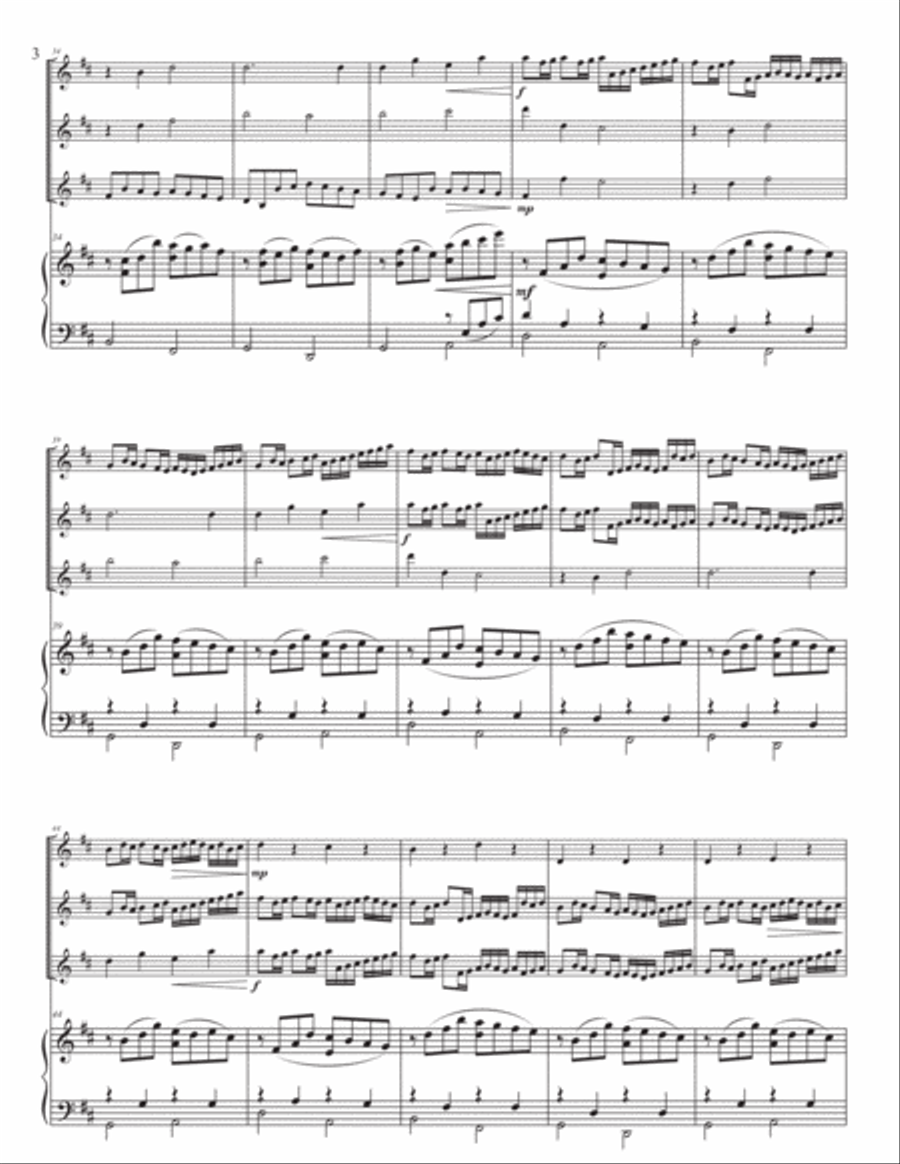 Canon in D, for three violins and piano Violin Solo scores gallery preview page 4