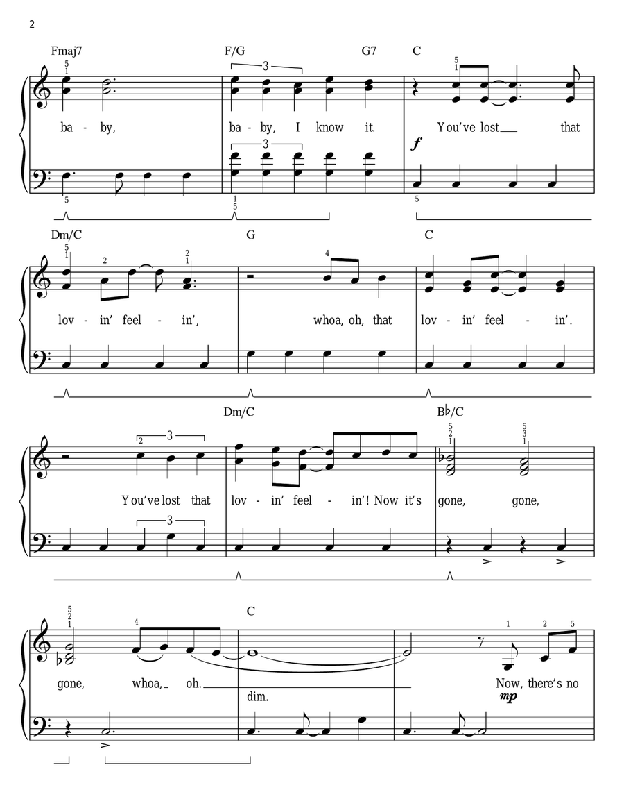 You've Lost That Lovin' Feelin' (arr. Phillip Keveren) Easy Piano scores gallery preview page 2