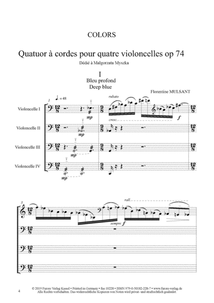 Colors pour quatre violoncelles op. 74