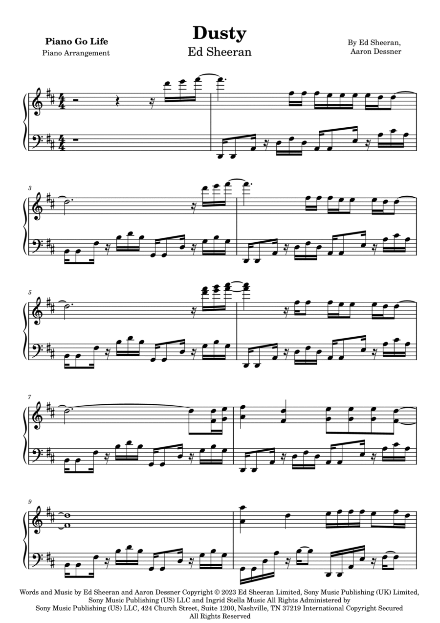 Dusty Piano Solo scores gallery preview page 1