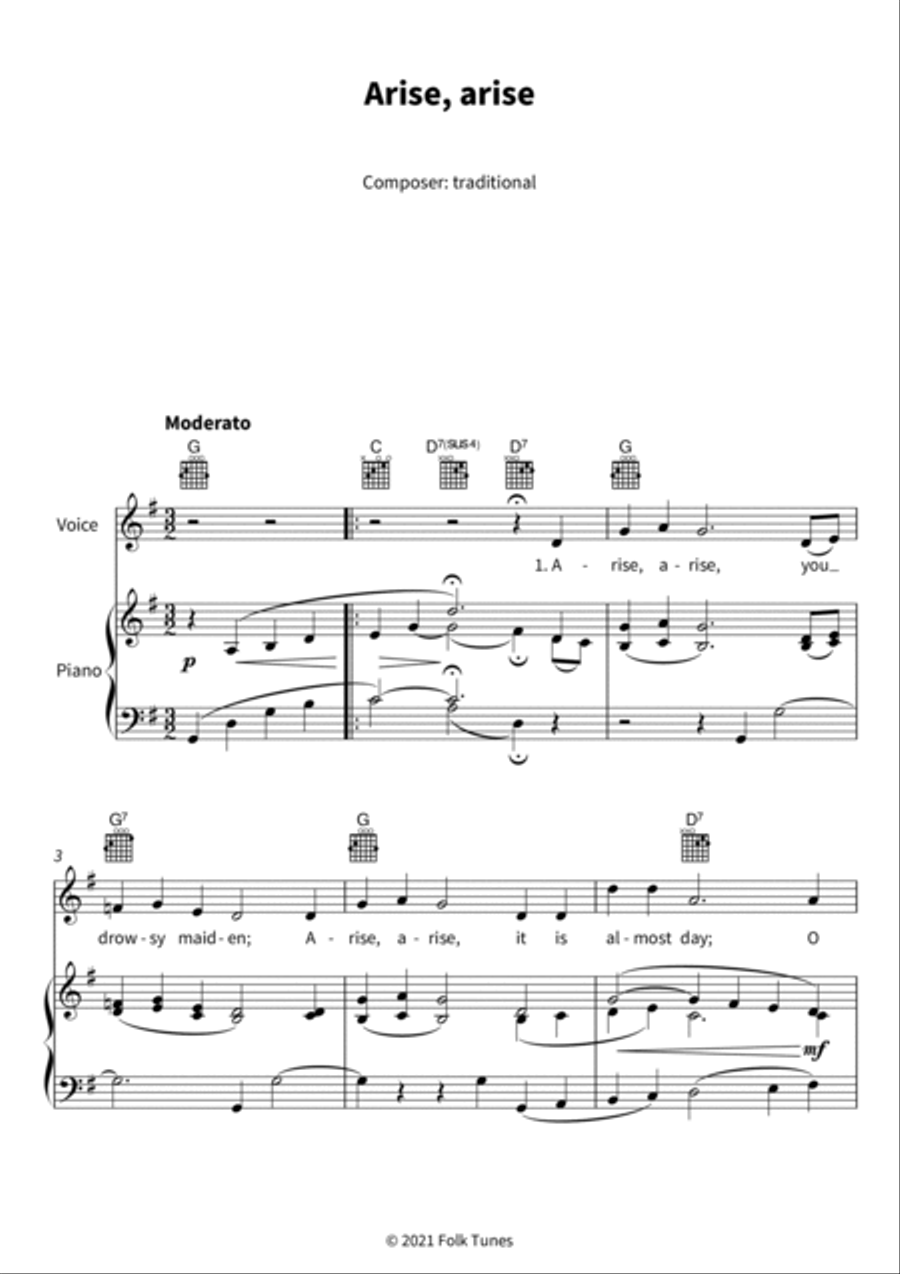 Arise, arise Arise, arise Piano, Vocal, Guitar scores gallery preview page 3