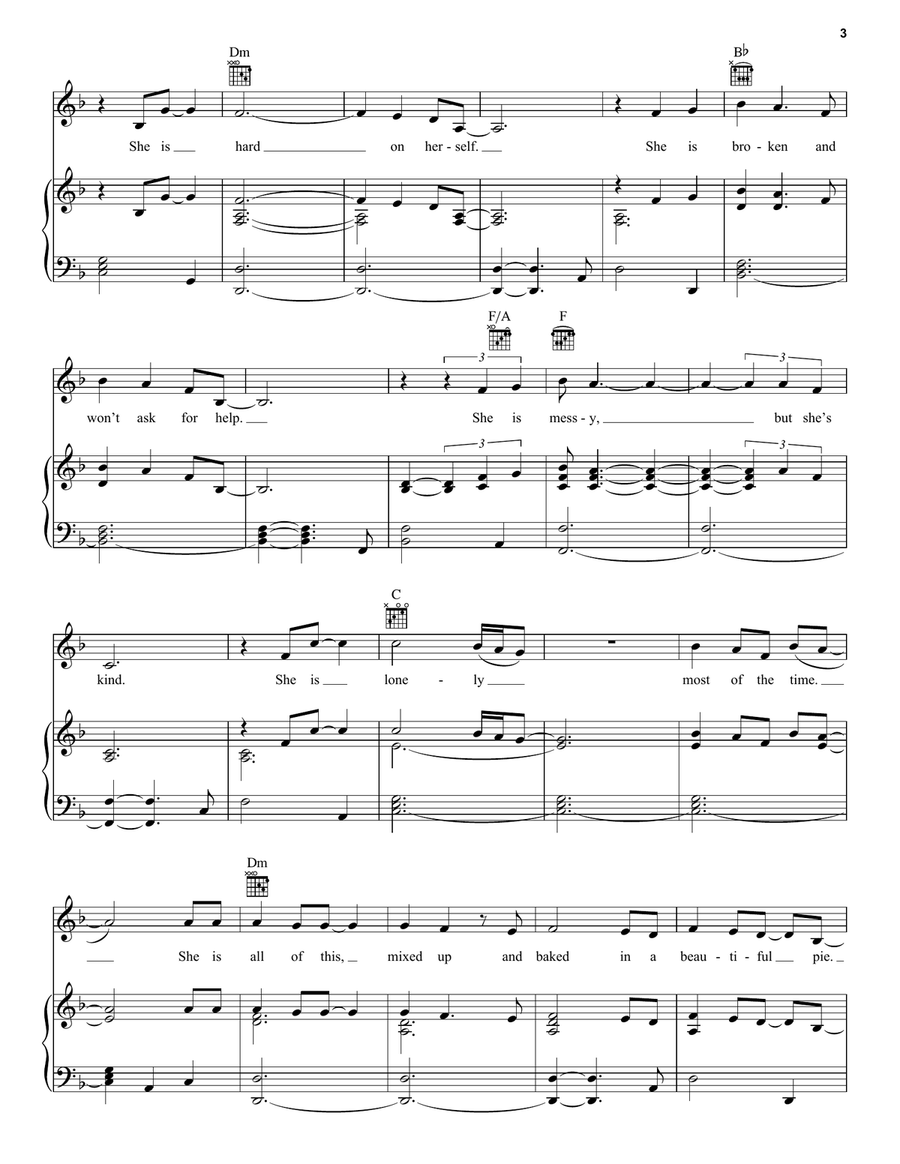 She Used To Be Mine (from Waitress The Musical) Piano, Vocal, Guitar scores gallery preview page 3