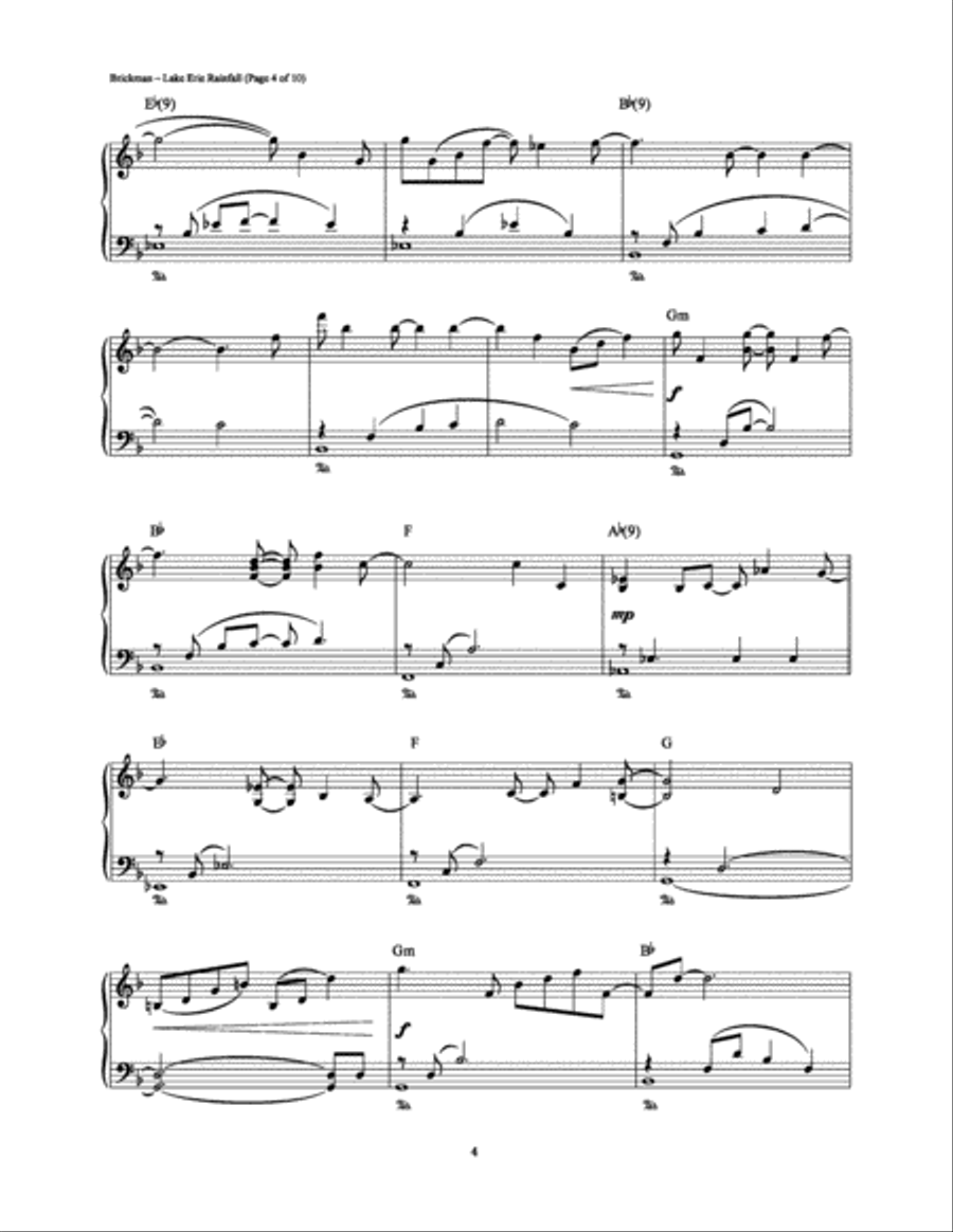 Lake Erie Rainfall Piano Solo scores gallery preview page 4