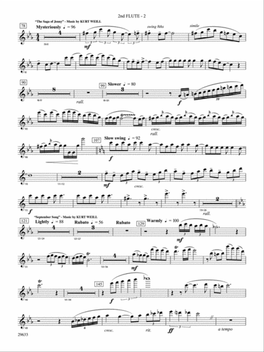 A Tribute to Kurt Weill: 2nd Flute Concert Band scores gallery preview page 2