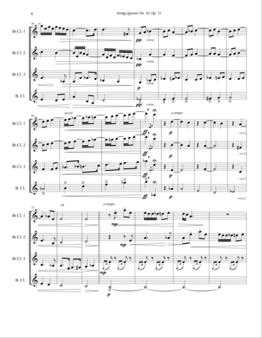 Dvořák - String Quartet No. 10 Movement 2 - Clarinet Quartet Clarinet Solo scores gallery preview page 4