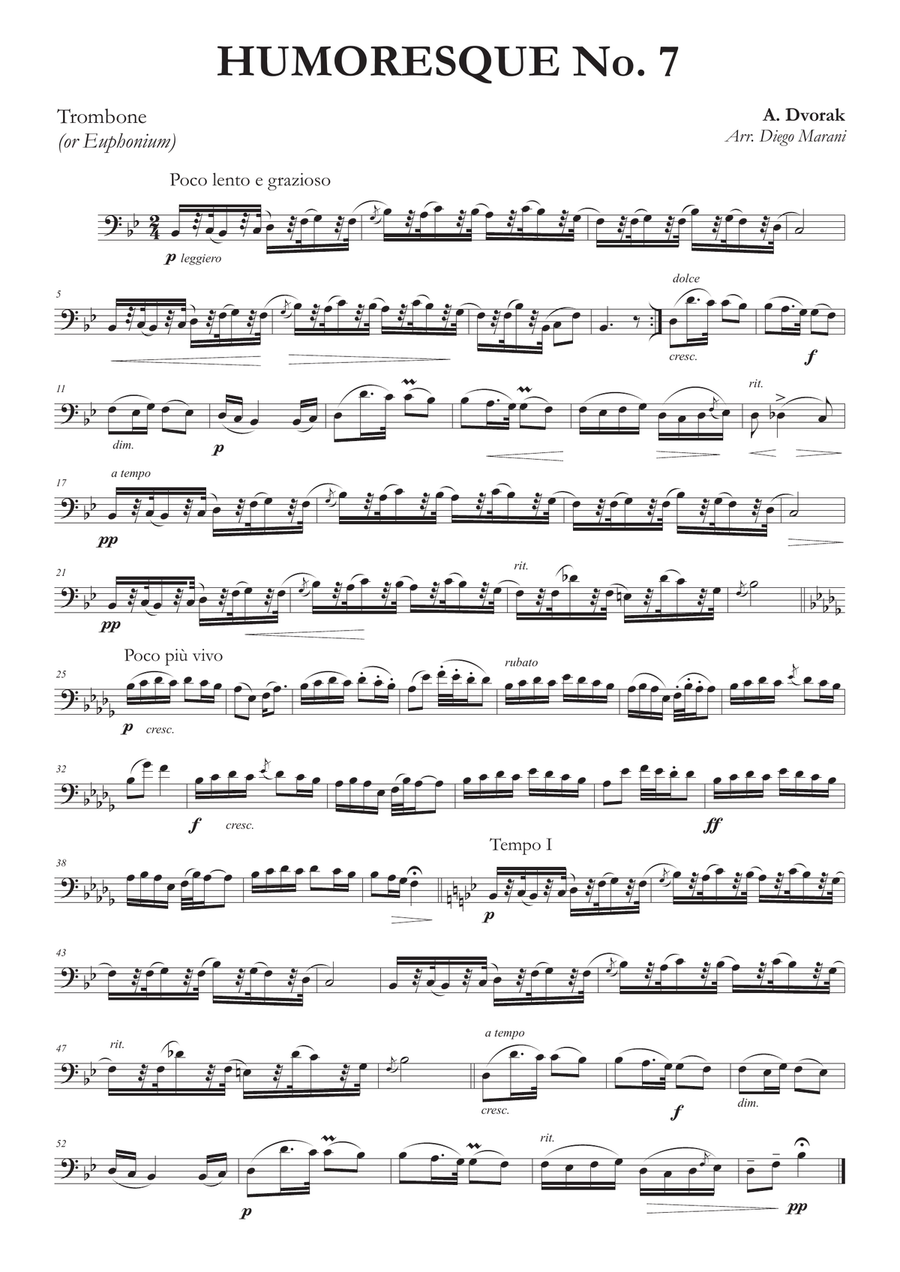 Humoresque No. 7 for Trombone and Piano Brass Duet scores gallery preview page 1