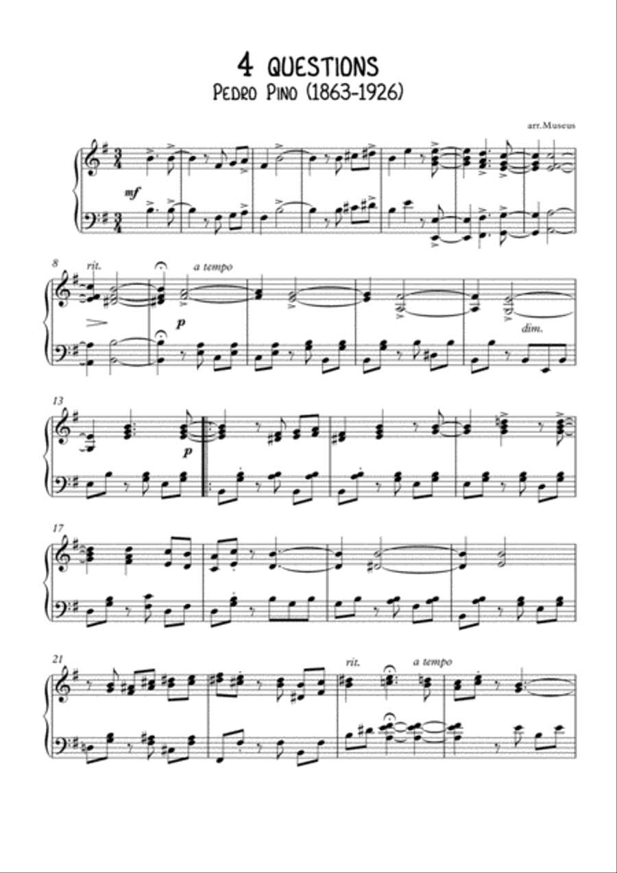 4 Questions A latin rhythm piano solo Piano Solo scores gallery preview page 2