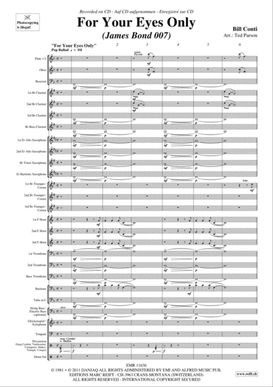 For Your Eyes Only Concert Band scores gallery preview page 4