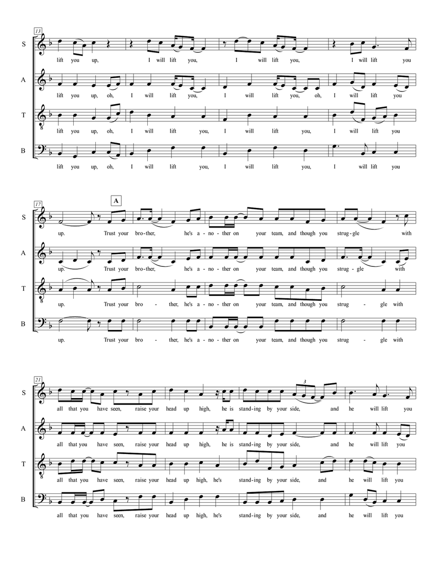 I Will Lift You Up 4-Part scores gallery preview page 2