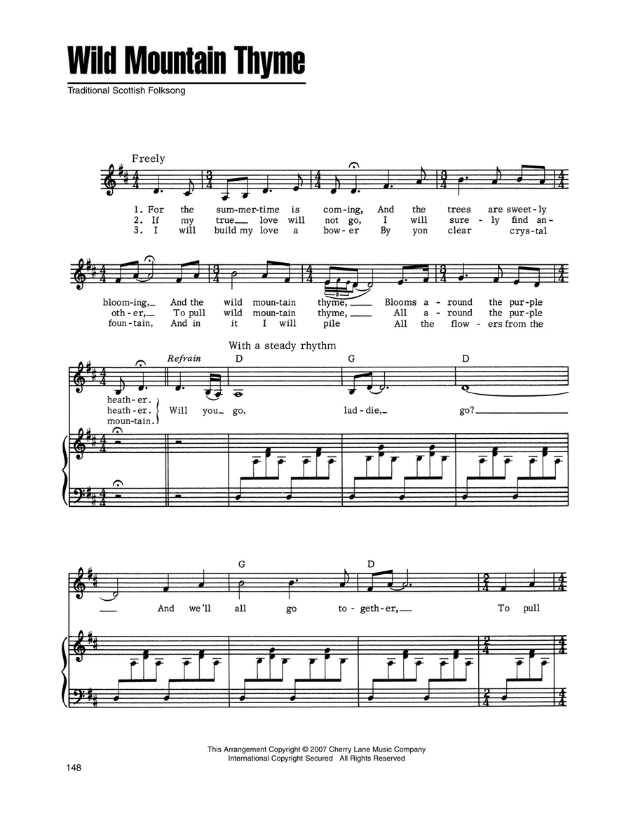 Wild Mountain Thyme Wild Mountain Thyme Piano, Vocal, Guitar scores gallery preview page 1