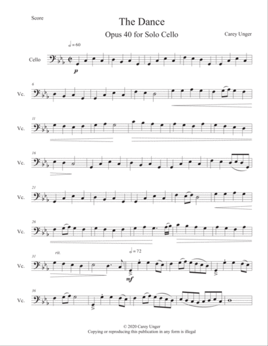 The Dance - Opus 40 Cello Solo scores gallery preview page 1