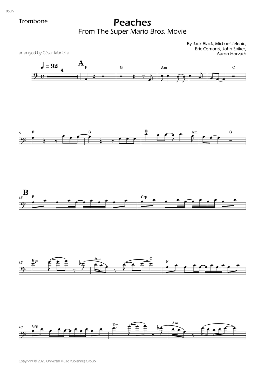 Peaches Peaches Trombone Solo scores gallery preview page 1