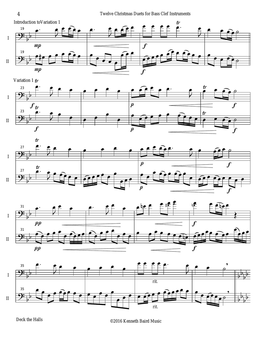 12 Christmas Duets for Bass Clef Instruments Small Ensemble scores gallery preview page 5