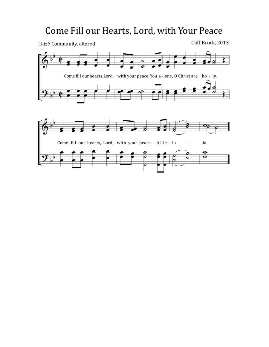 Come Fill Our Hearts, Lord, With Your Peace 4-Part scores gallery preview page 1