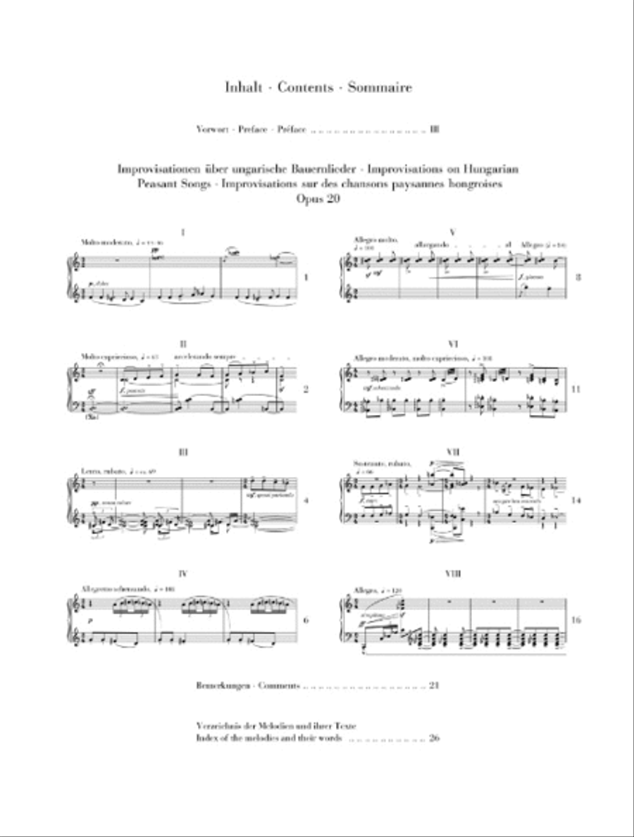 Improvisations on Hungarian Peasant Songs, Op. 20