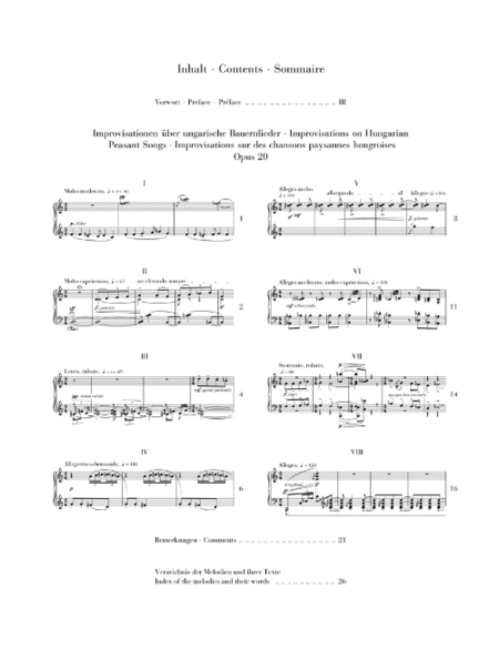 Improvisations on Hungarian Peasant Songs, Op. 20