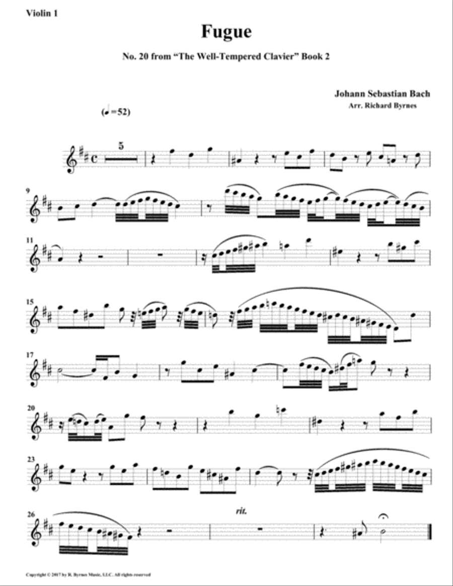 Fugue 20 from Well-Tempered Clavier, Book 2 (String Quartet) String Quartet scores gallery preview page 5