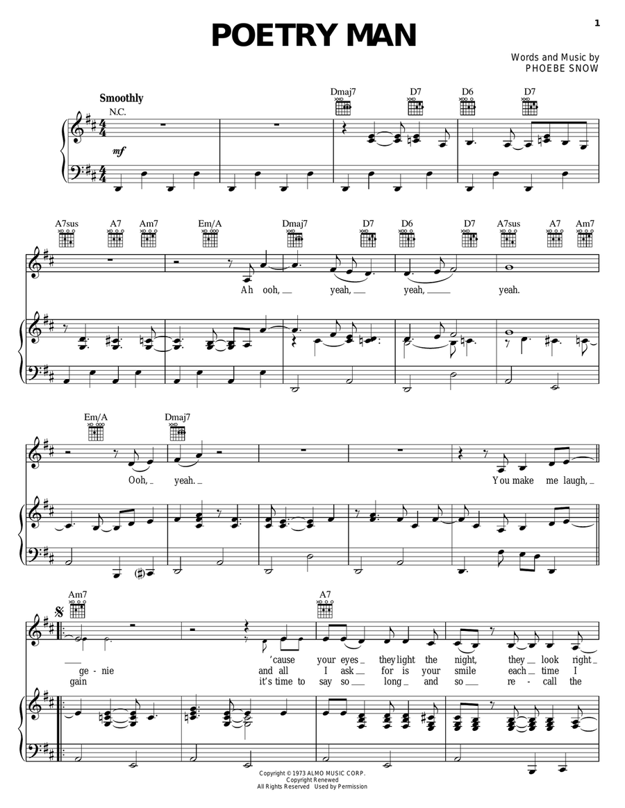 Poetry Man Poetry Man Piano, Vocal, Guitar scores gallery preview page 1