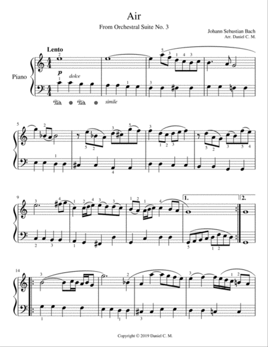 Air for piano (easy) Piano Solo scores gallery preview page 1