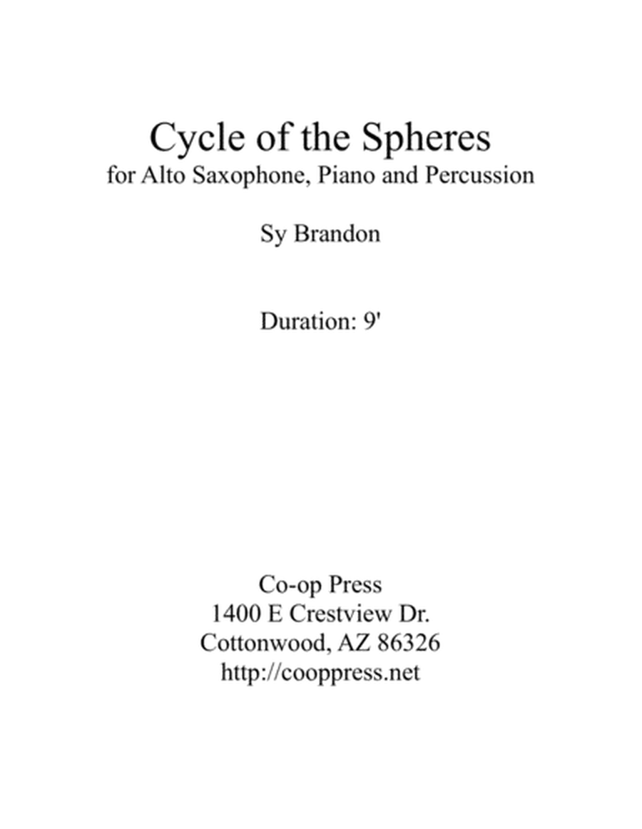 Cycle of the Spheres for Alto Sax, Piano, and Percussion image number null