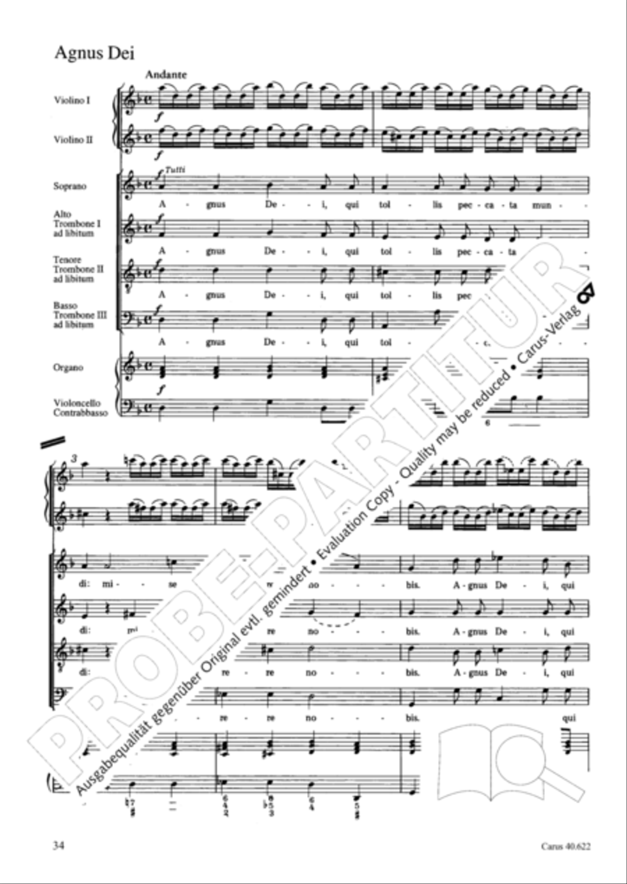 Missa brevis in D minor 4-Part scores gallery preview page 35