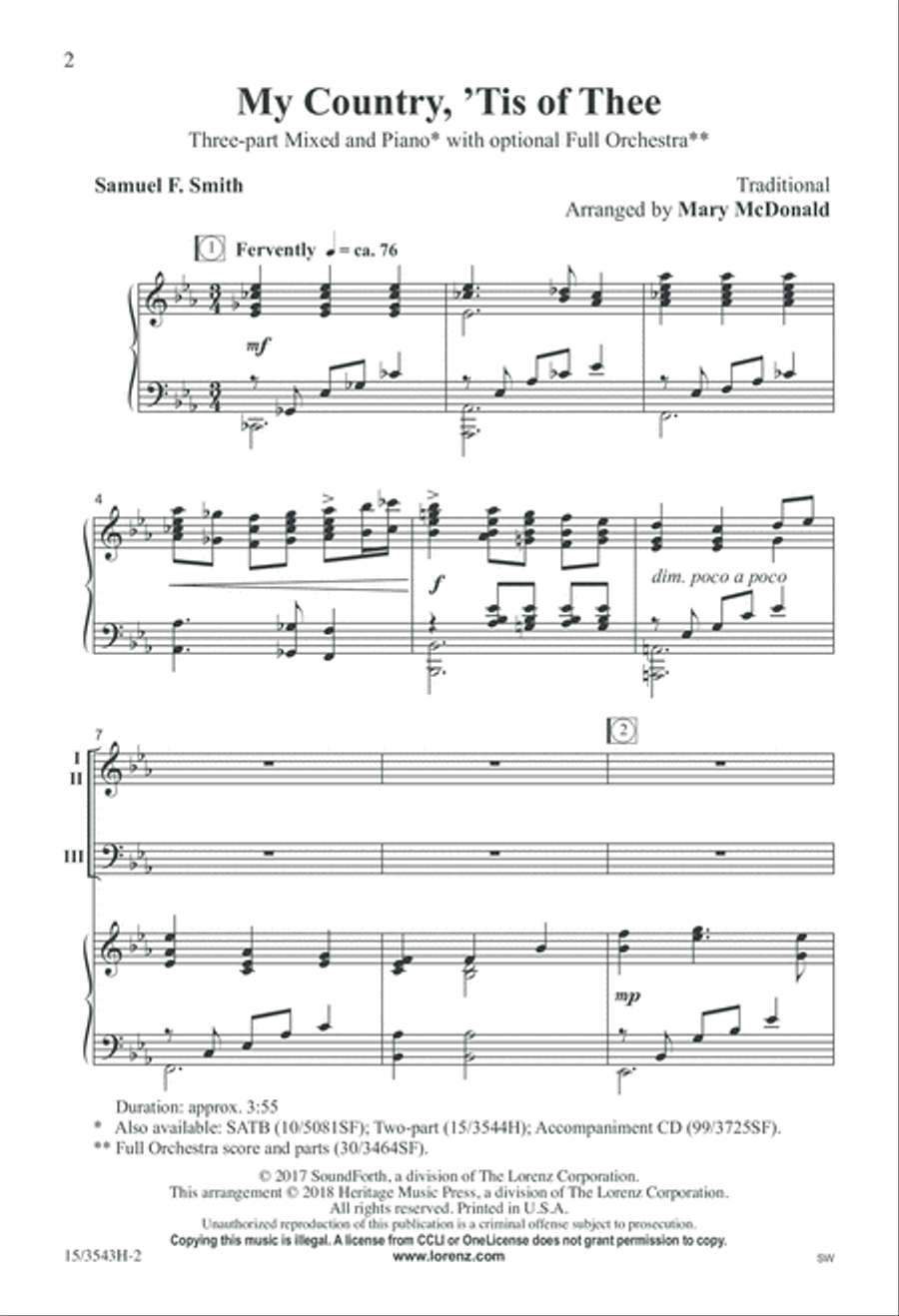 My Country, 'Tis of Thee 3-Part scores gallery preview page 2