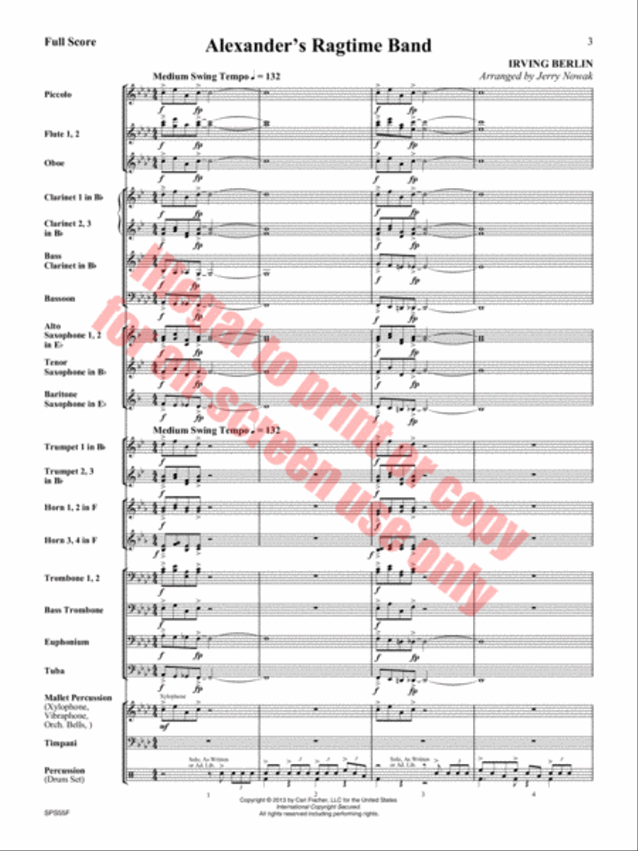 Alexander's Ragtime Band Alexander's Ragtime Band Concert Band scores gallery preview page 4