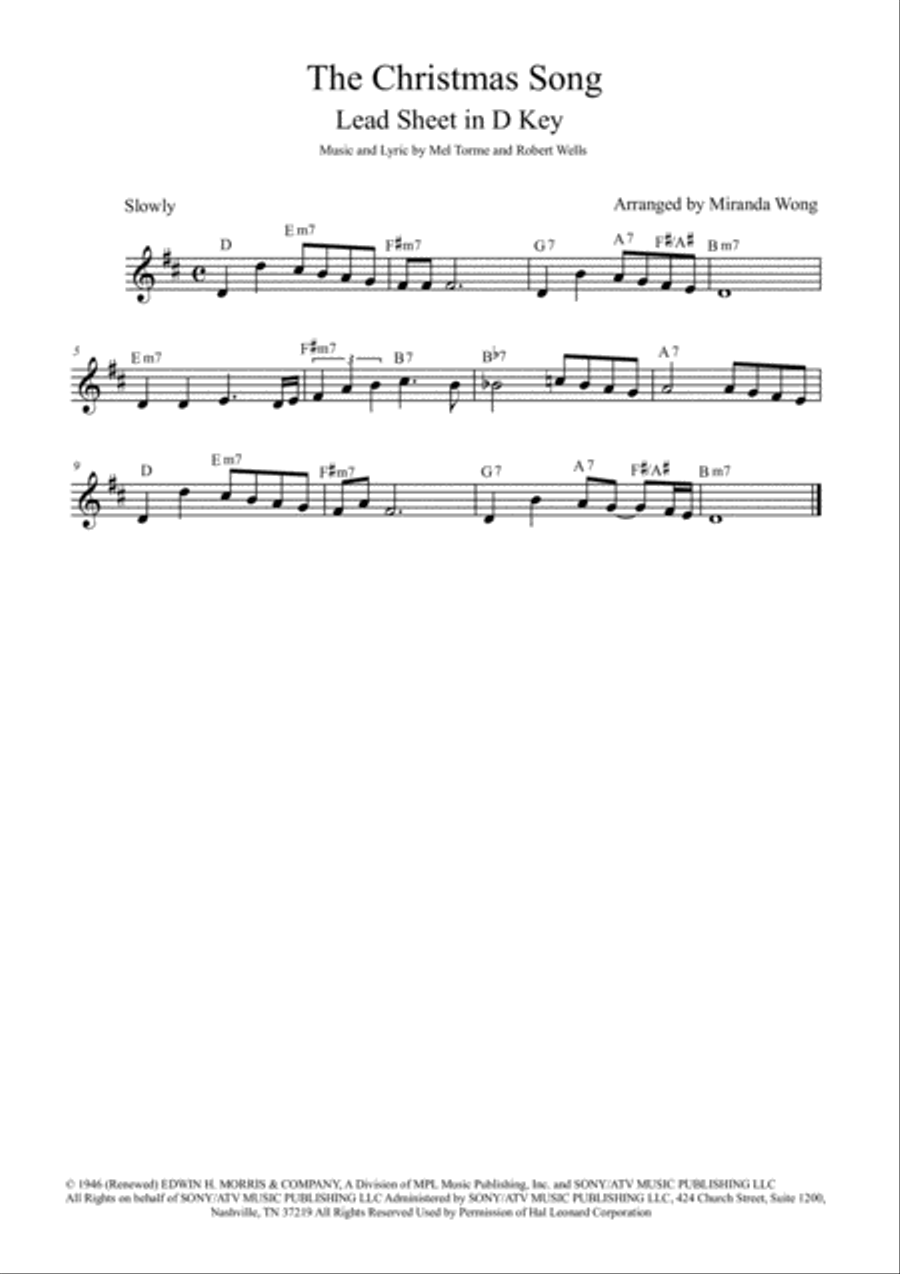 The Christmas Song (Chestnuts Roasting On An Open Fire) Piano, Vocal, Guitar scores gallery preview page 1