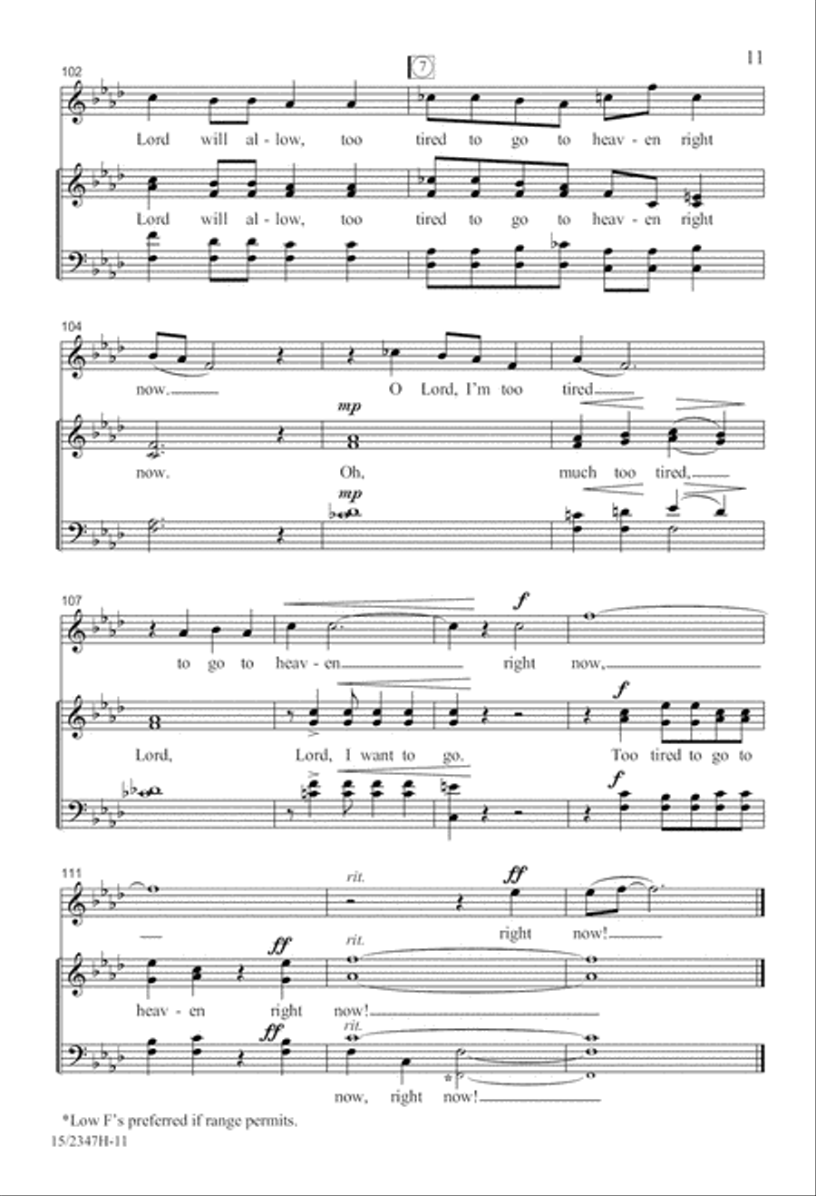Too Tired to Go to Heaven 4-Part scores gallery preview page 12
