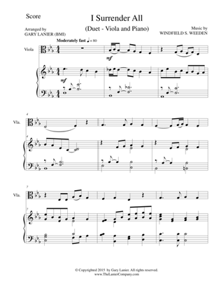 I SURRENDER ALL (Duet – Viola and Piano/Score and Parts)