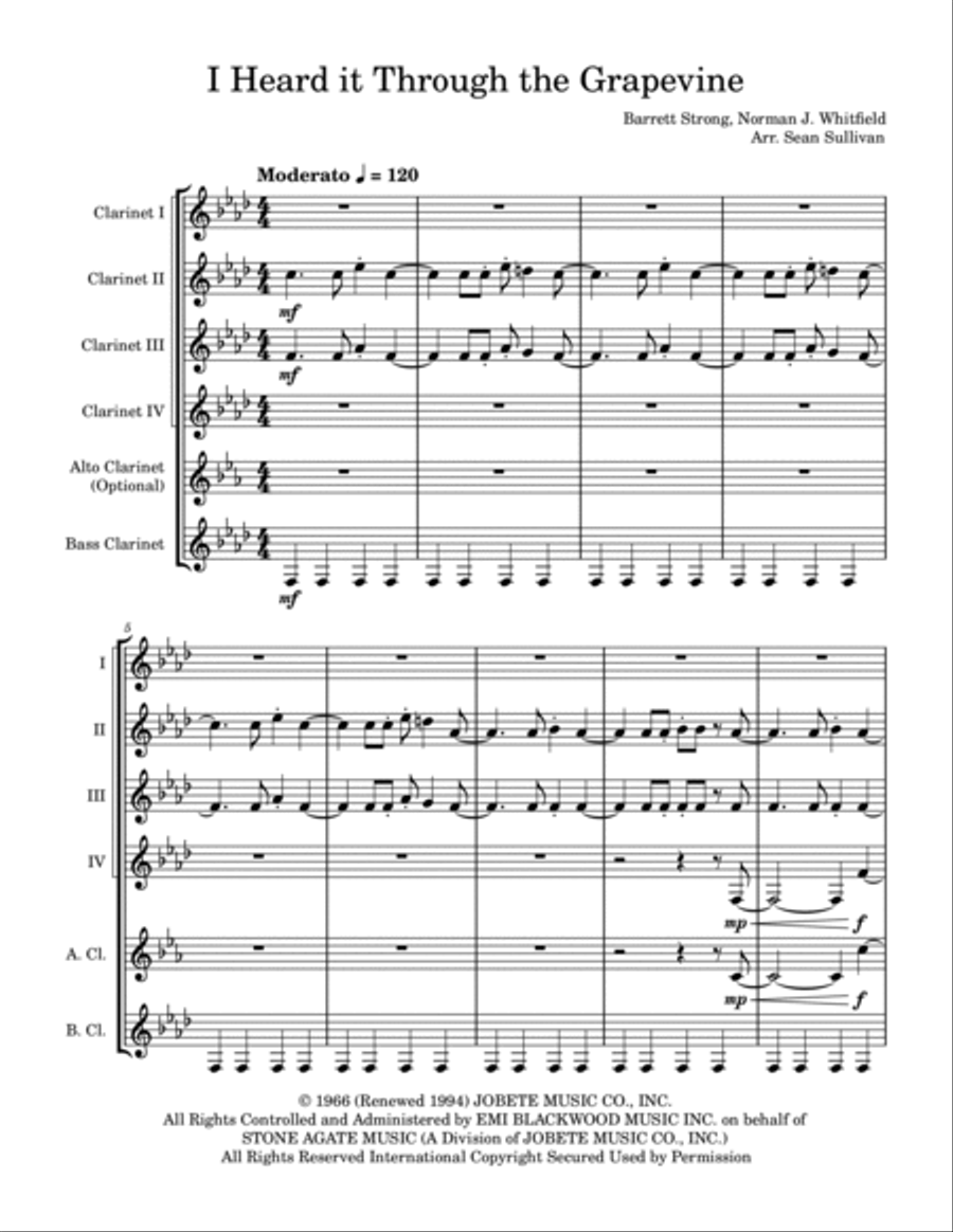 I Heard It Through The Grapevine Clarinet Quintet scores gallery preview page 2