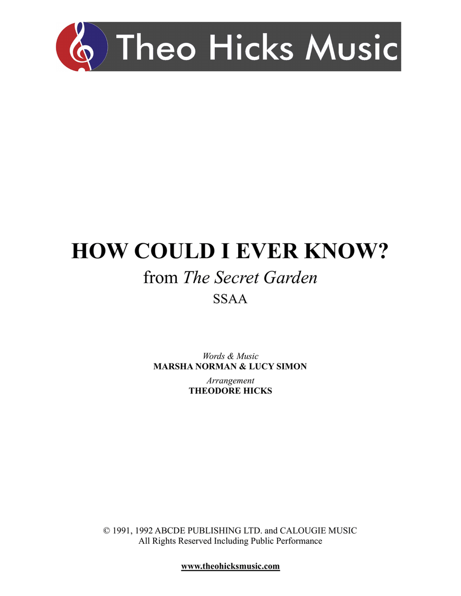 How Could I Ever Know? SSAA scores gallery preview page 1