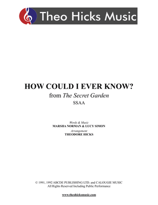 Book cover for How Could I Ever Know?