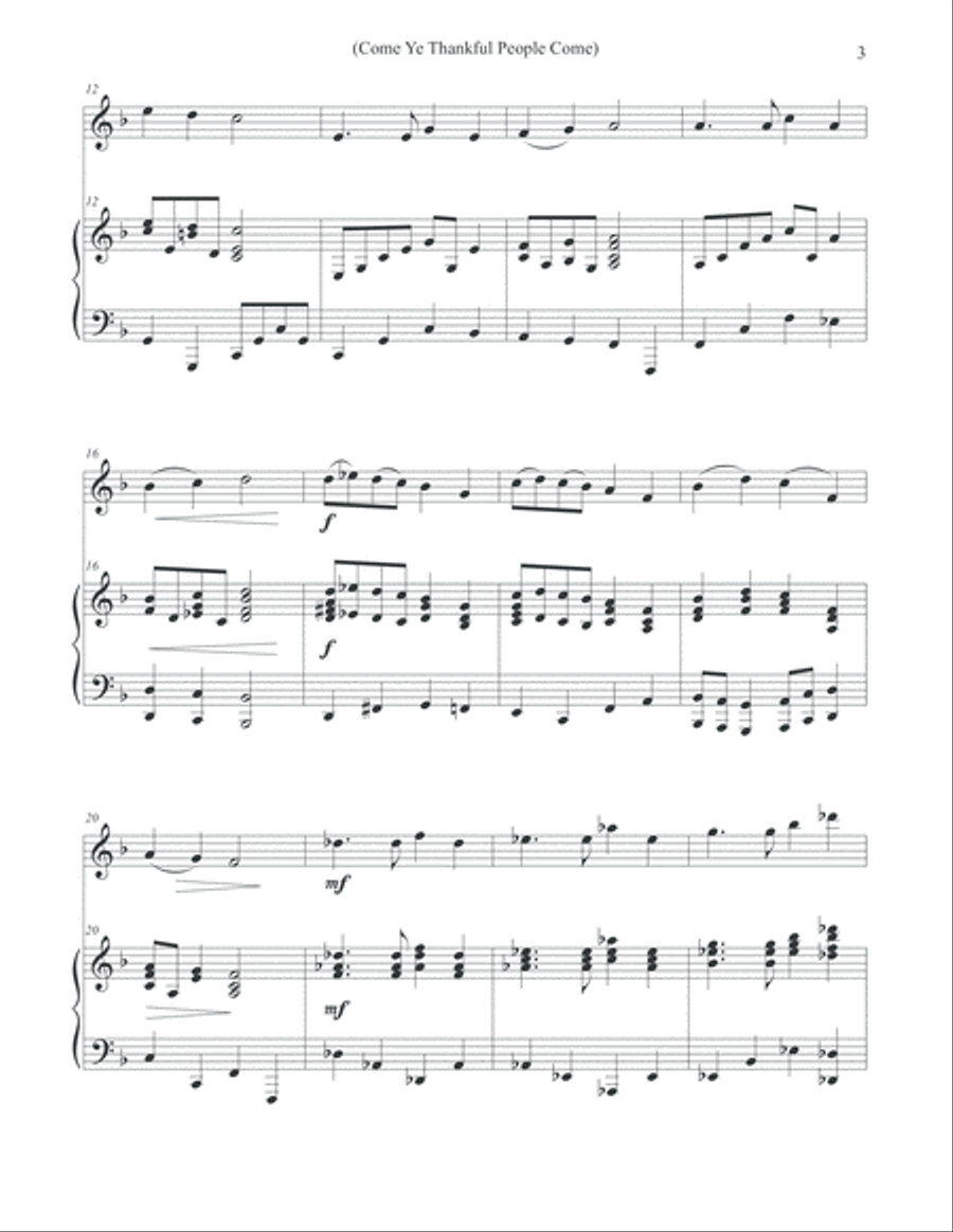 Come Ye Thankful People Come - Violin & Piano Violin Solo scores gallery preview page 3
