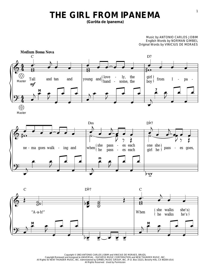 The Girl From Ipanema (Garota De Ipanema) Accordion scores gallery preview page 1