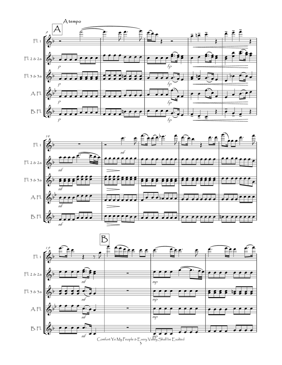 Comfort Ye & Every Valley (in F) from The Messiah for Flute Choir Flute Choir scores gallery preview page 4