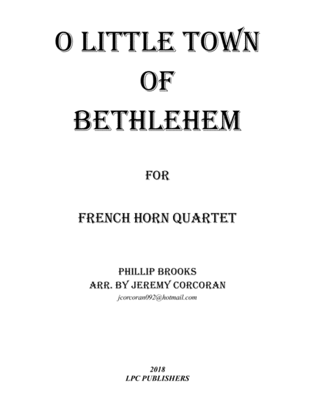 Oh Little Town of Bethlehem for French Horn Quartet image number null