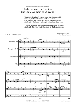 Book cover for Shche ne verla Ukrainy: The State Anthem of Ukraine - Brass Quartet