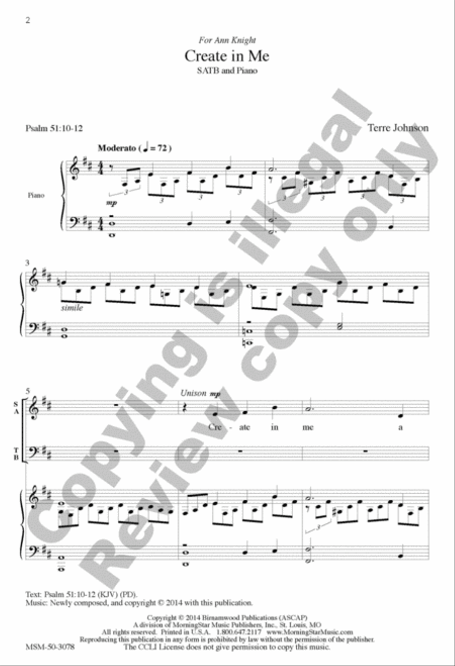 Create In Me 4-Part scores gallery preview page 2